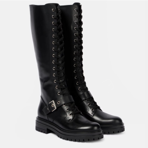 Knight Boots with Side Zipper and Cross Straps