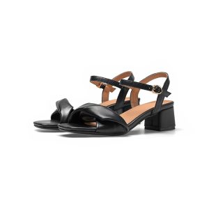 Women's Sport Sandals with Floral Chunky Mid Heel in Off White or Black